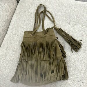 Carlos Santana Olive Green Fringe Bag